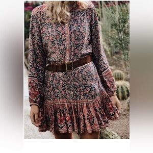NWT Spell & The Gypsy Jasmine Playdress Navy XS Extra Small Dress Boho Floral
